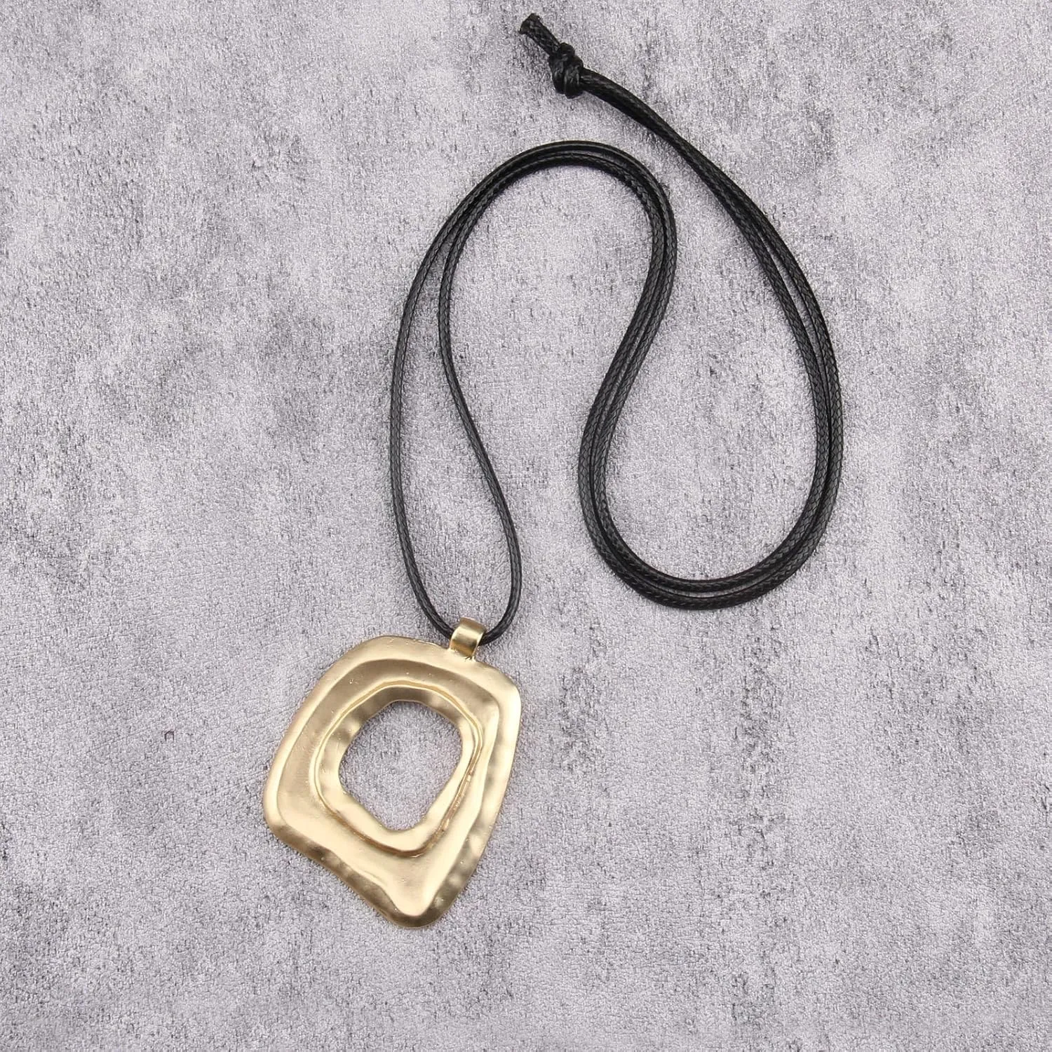 Long Boho Necklaces for Women Vintage Leather Wooden Pendant Y Choker Ethnic Style Gold Circle Hippie Sweater Necklace