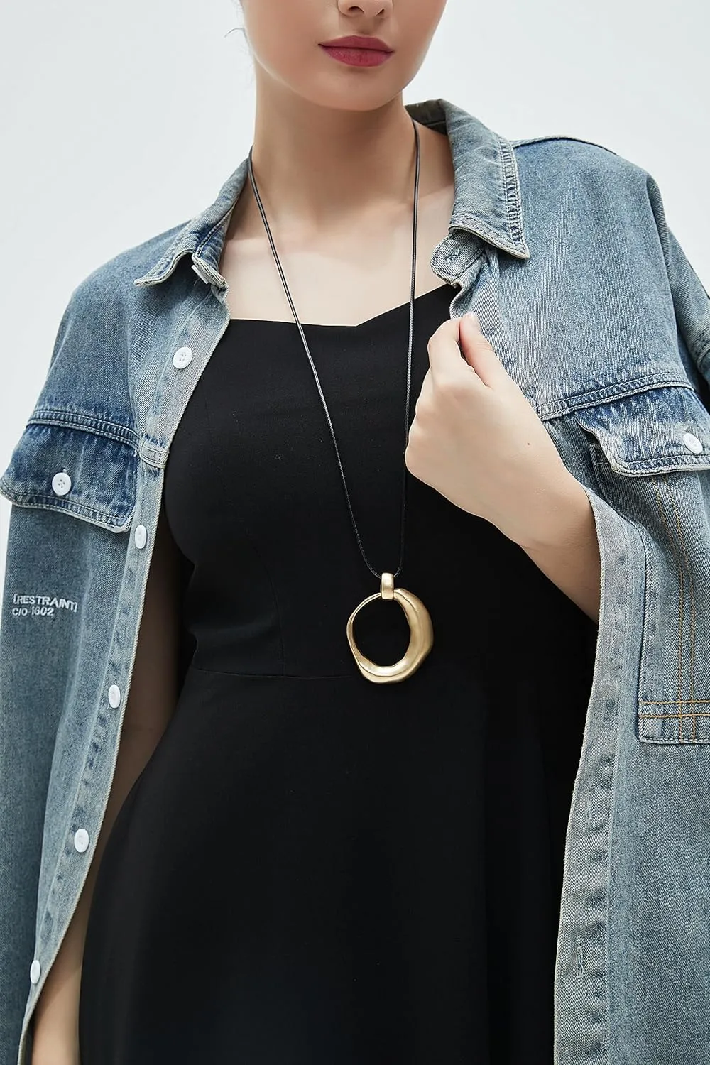 Long Necklace for Women Bohemian Necklaces Long Choker Necklace Handmade Black Leather Necklace Hippie Style Jewelry