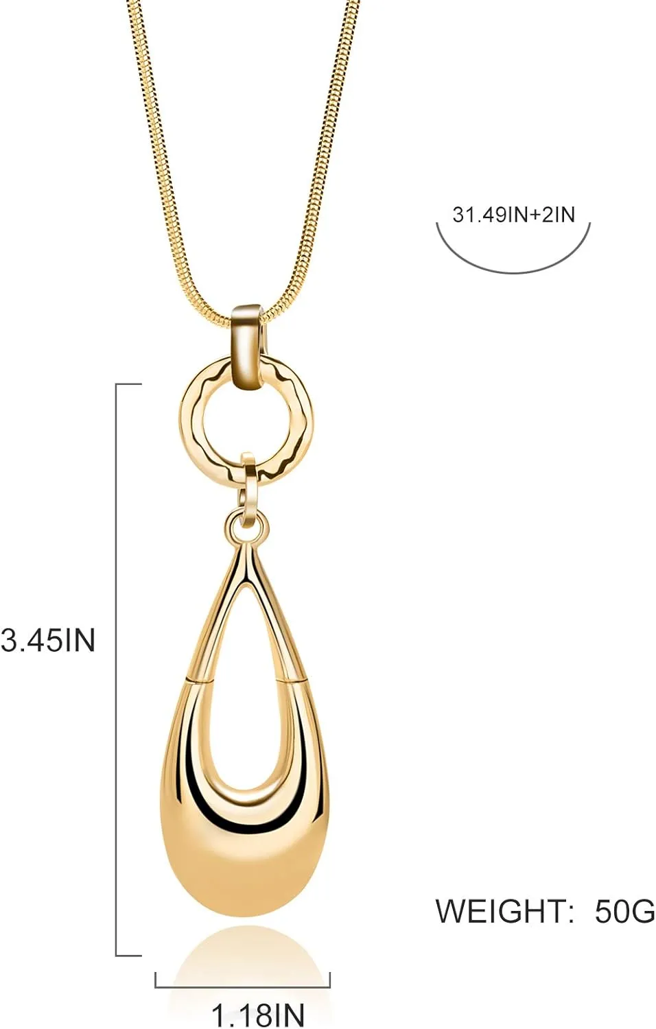 Long Necklaces for Women Waterdrop Pendant Sweater Layered Y Statement Bohemian Silver Chain Necklace with Gifts Box Jewelry