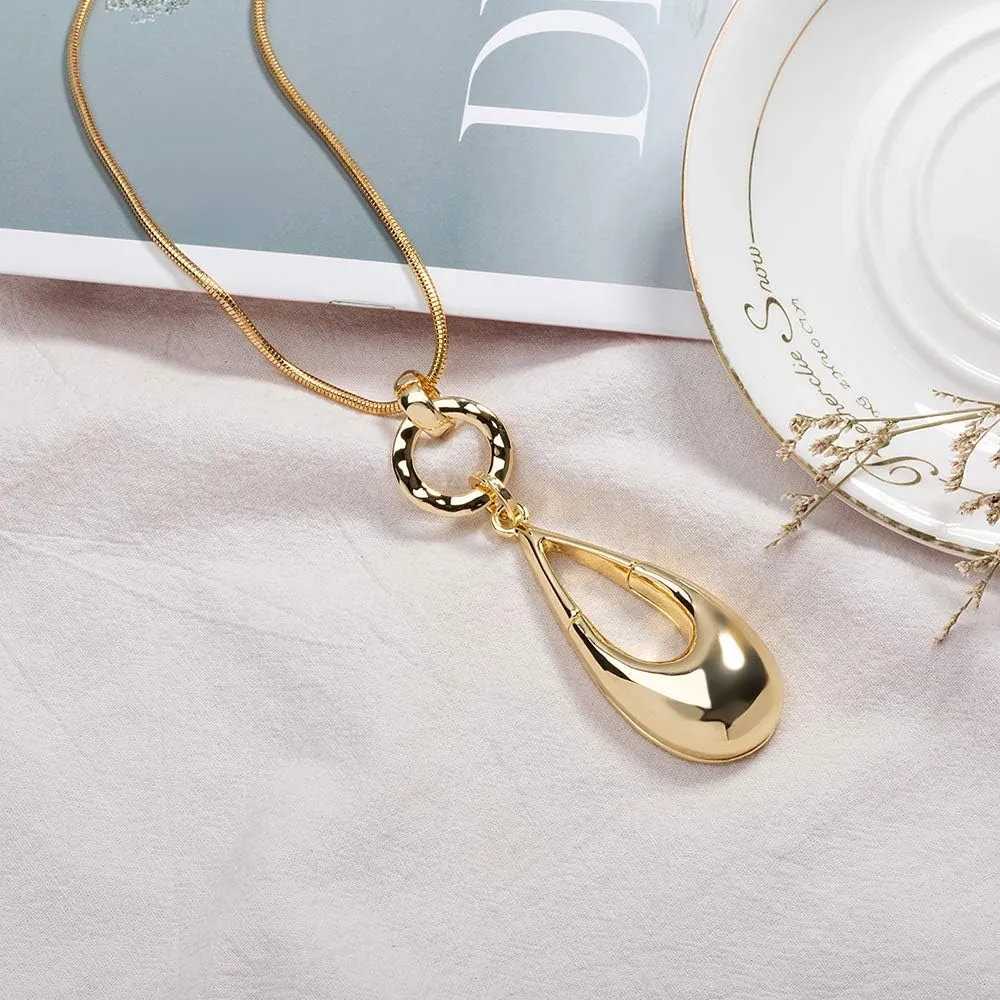 Long Necklaces for Women Waterdrop Pendant Sweater Layered Y Statement Bohemian Silver Chain Necklace with Gifts Box Jewelry
