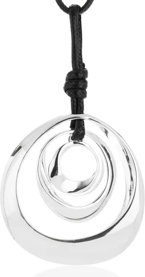 Long Pendant Necklaces Silver Pendant Natural Black Rope Chain Bohemian Necklace for Women with Gift Box