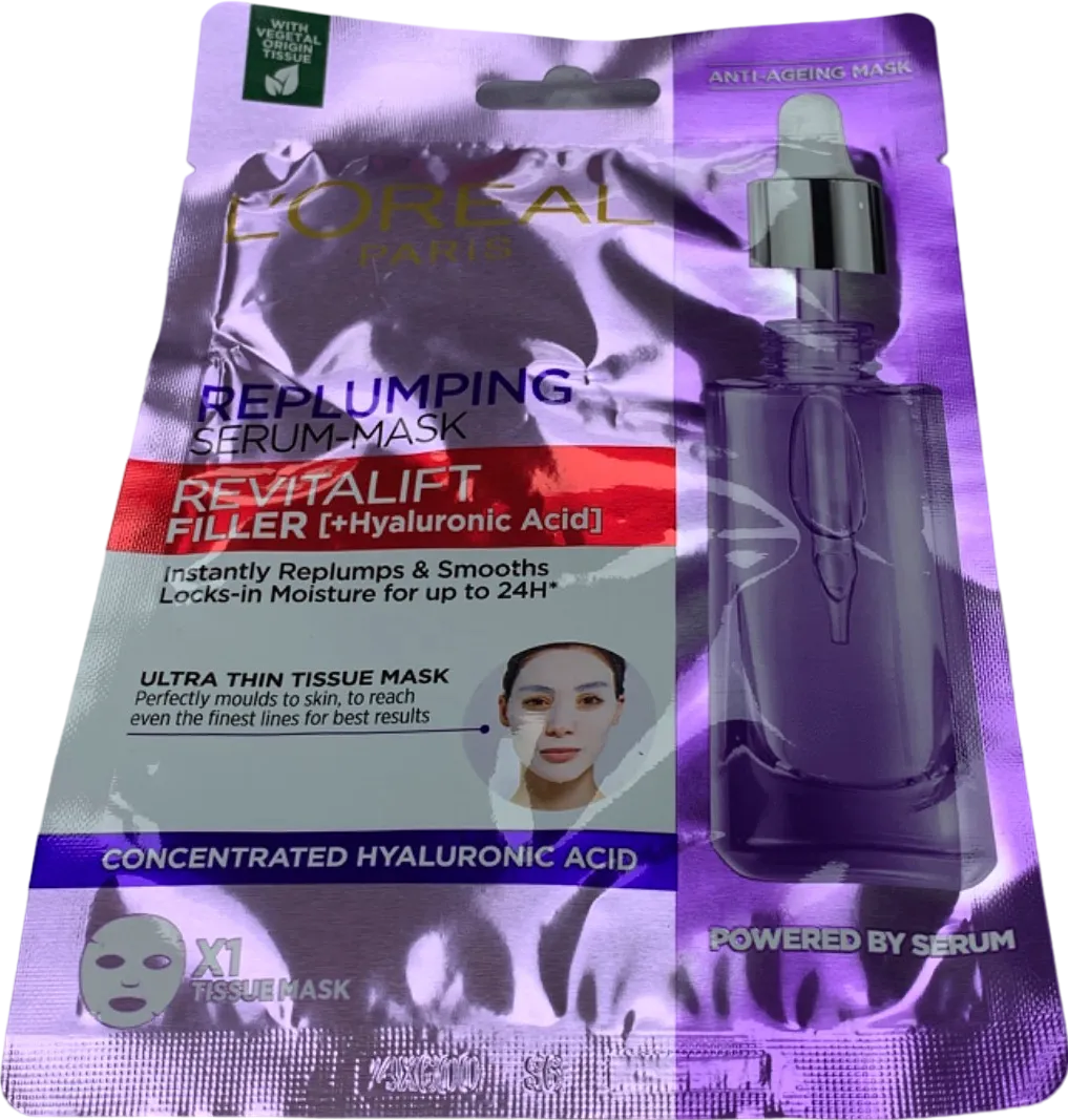 L'Oreal Paris Revitalift Filler Replumping Serum Face Mask Ultra Thin Tissue Mask 28g