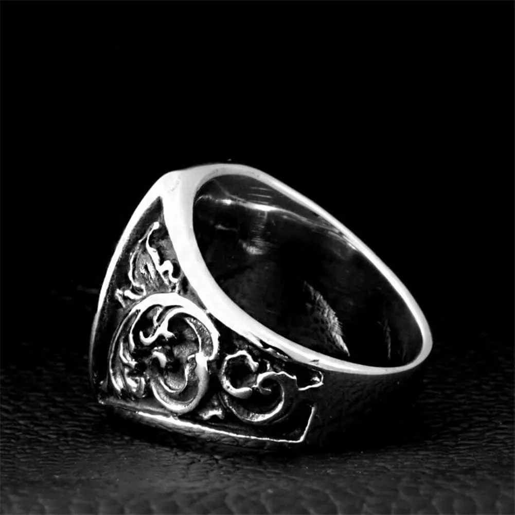 Men's Masonic Freemason Gold Plated Stainless Steel Rings Classic Master Mason Signet Band Jewelry