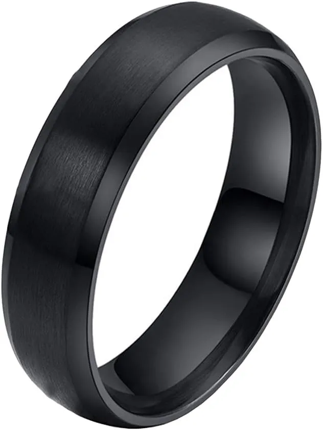 Mens Womens Couple Rings Stainless Steel 8MM 6MM Classic Promise Wedding Band Beveled Edge
