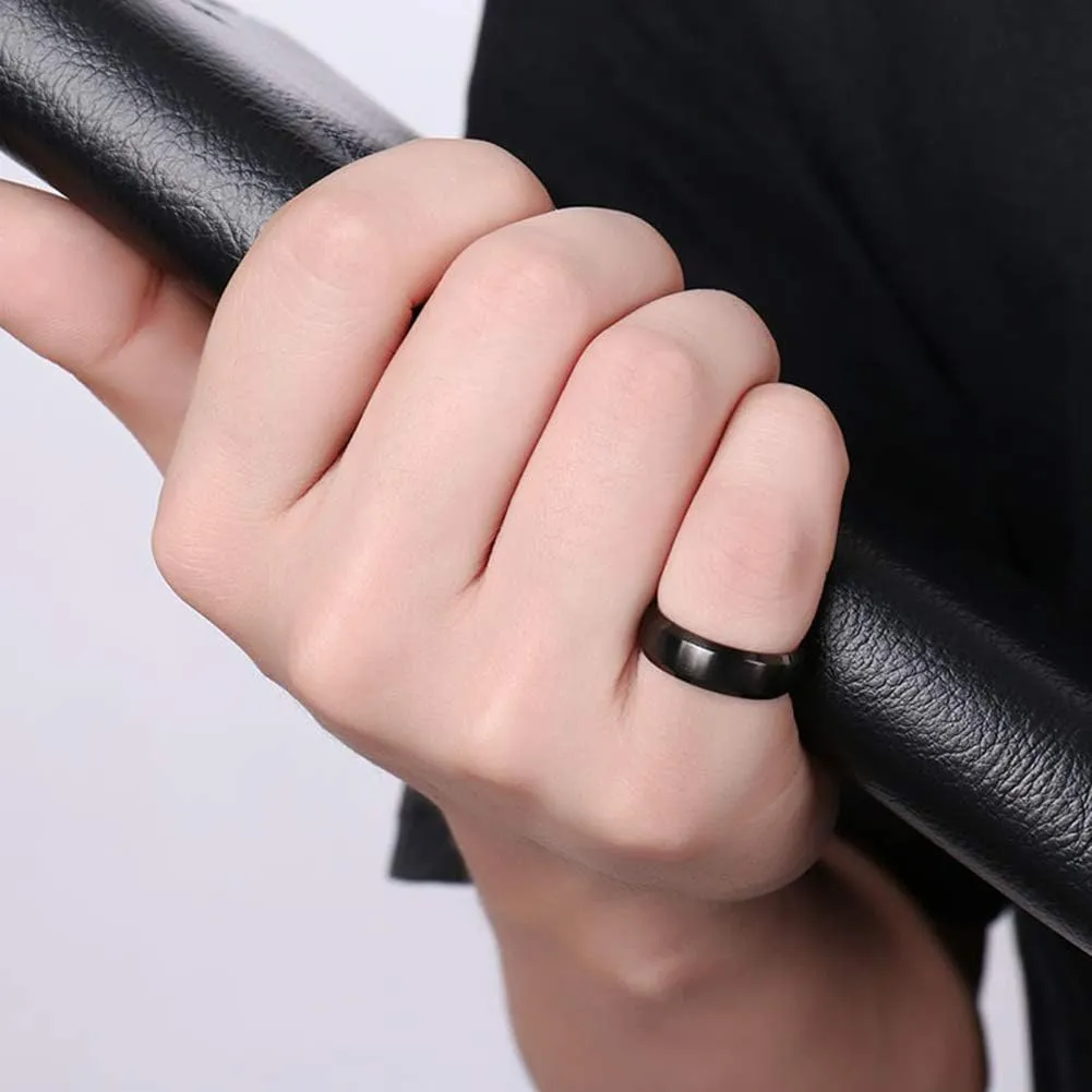 Mens Womens Couple Rings Stainless Steel 8MM 6MM Classic Promise Wedding Band Beveled Edge