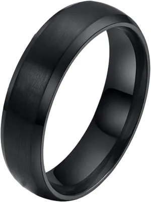 Mens Womens Couple Rings Stainless Steel 8MM 6MM Classic Promise Wedding Band Beveled Edge