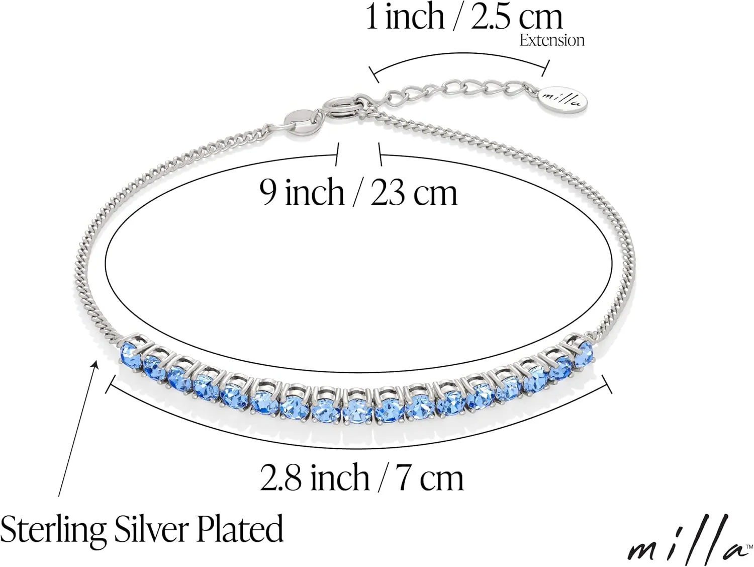 Milla Anklets for Women Waterproof - 14K Gold Plated Anklets and Sterling Silver Plated Ankle Bracelets for Women.