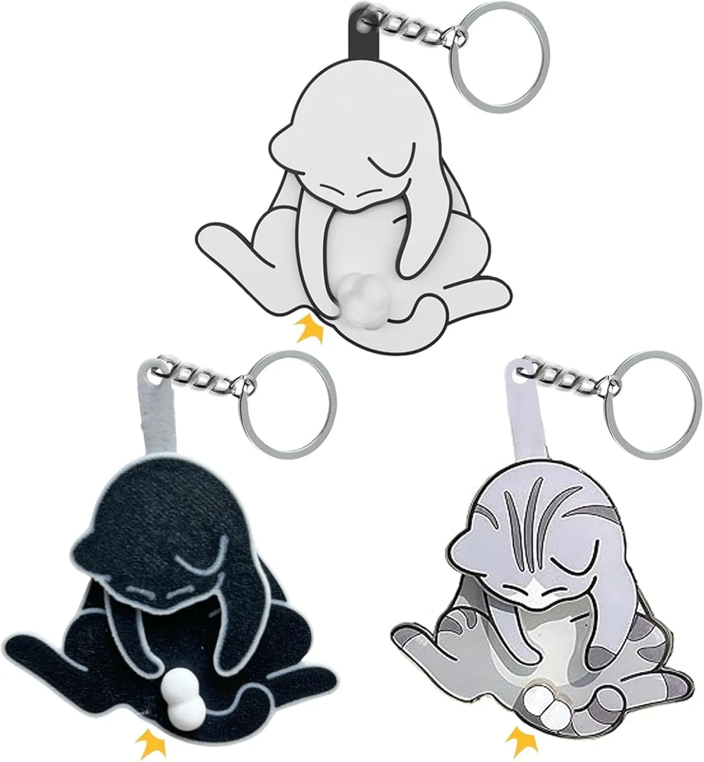 Mischief Cat Interactive Keychain Rotating Cats Eggs Key Chain Funny Cat Play with Its Spinning Balls Keychain Toys