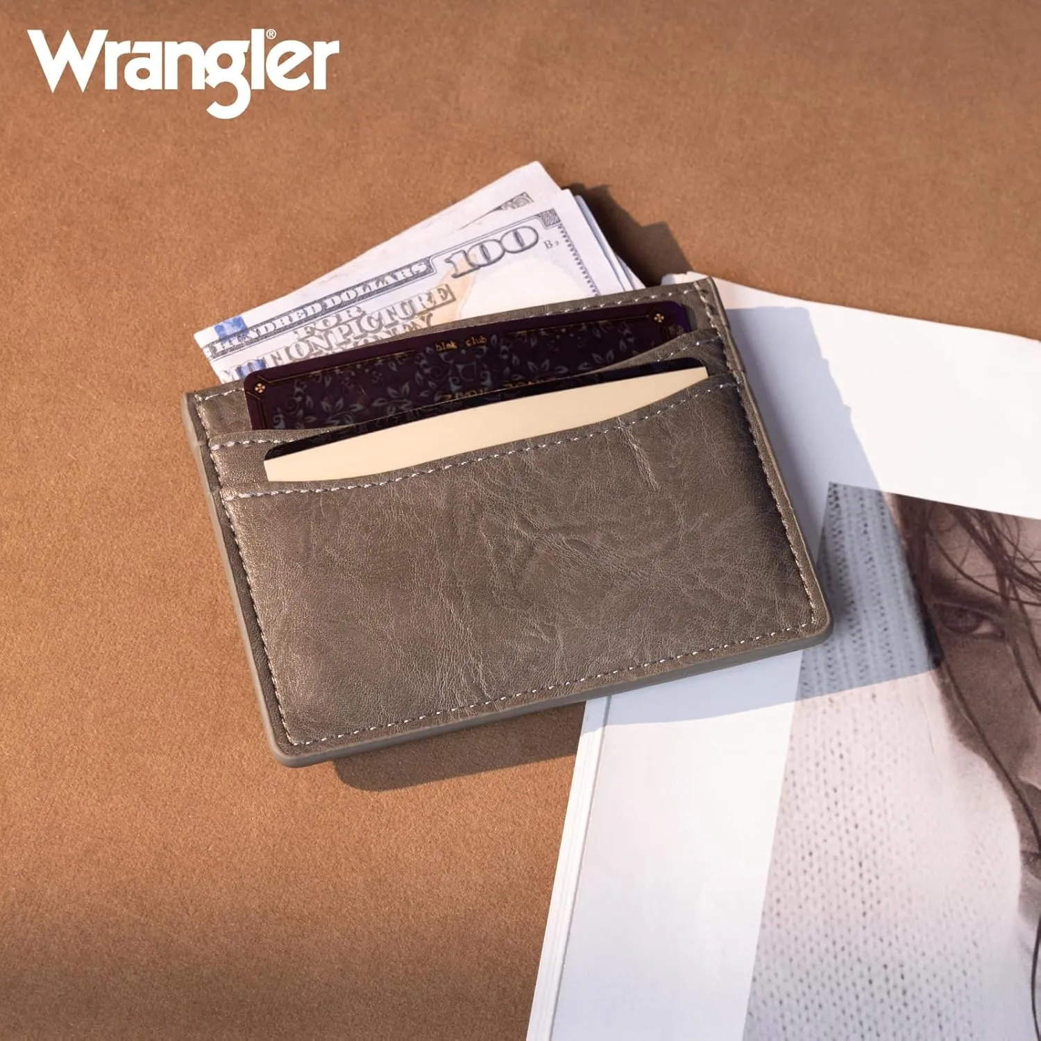 Montana West X Wrangler Slim ID Card Holder for Women Minimalist Credit Card Holder for Women Rfid Blocking Thin Small Wallets for Women
