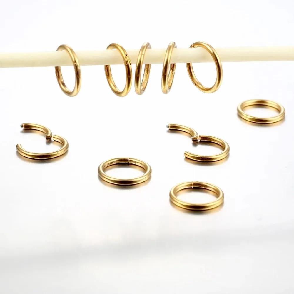 MOQIKAKA16G 18G 20G Surgical Steel Nose Septum Rings Hoops - Stainless Steel Hinged Clicker Segment Nose Rings Hoop Helix Cartilage Daith Tragus Sleeper Earrings, Ear Plugs Tunnels Gauges