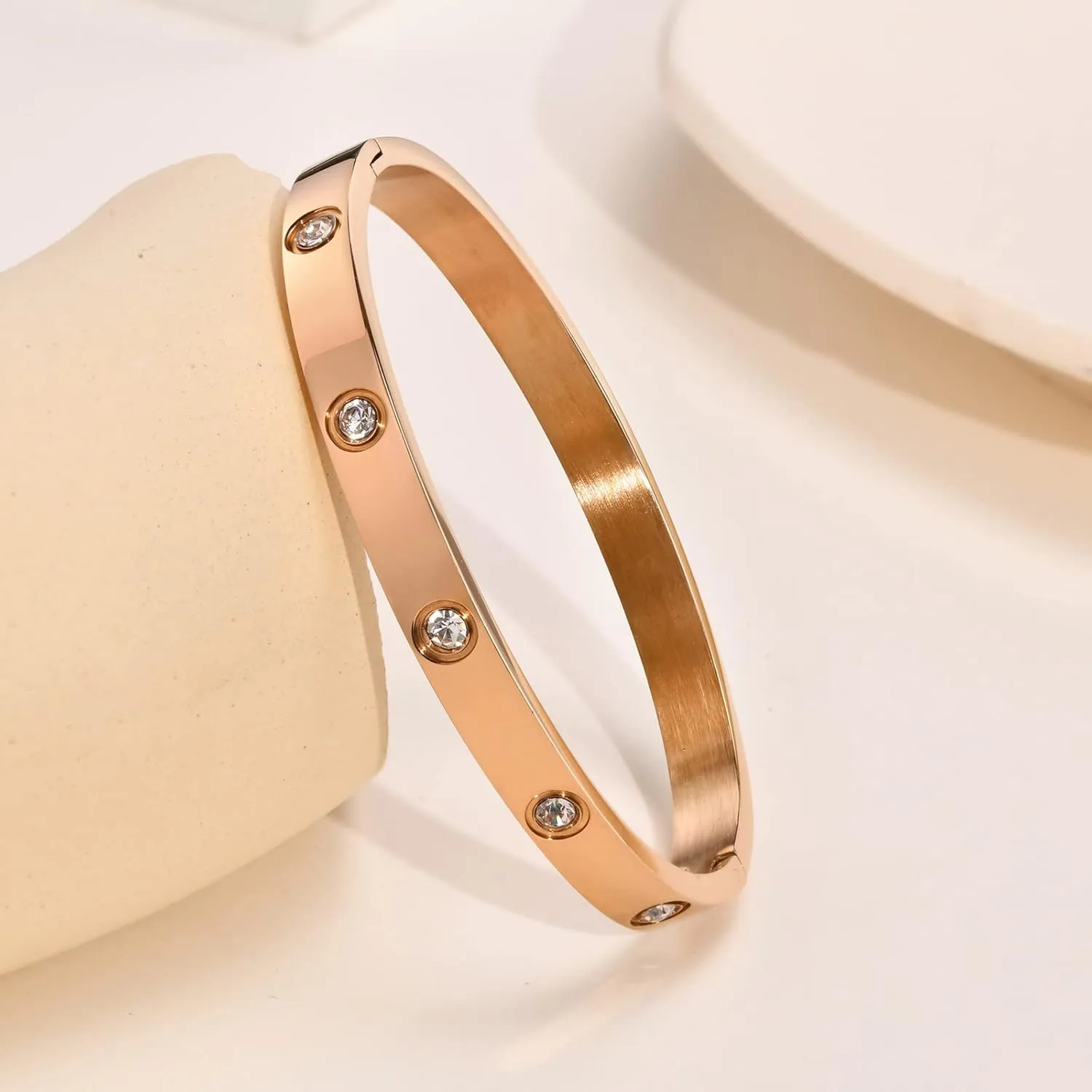MPRAINBOW Gold Bracelets for Women, 2Pcs 18K Gold Plated Cubic Zirconia Bangle Crystal Friendship Bracelet Jewelry,Wedding Party Christmas Birthday Gifts for Her Girlfriend Sister Daughter