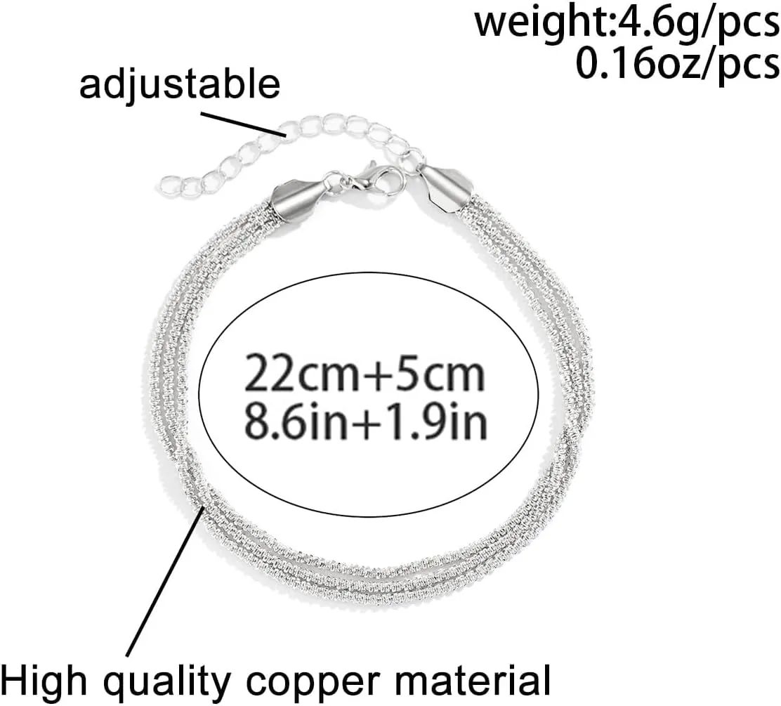 Nanafast Women's Ankle Bracelets, Sparkling Multi-layer Anklet Bracelets for Women, Adjustable Shiny Gold/Silver Anklets for Women, Beach Cute Anklets Jewelry for Summer