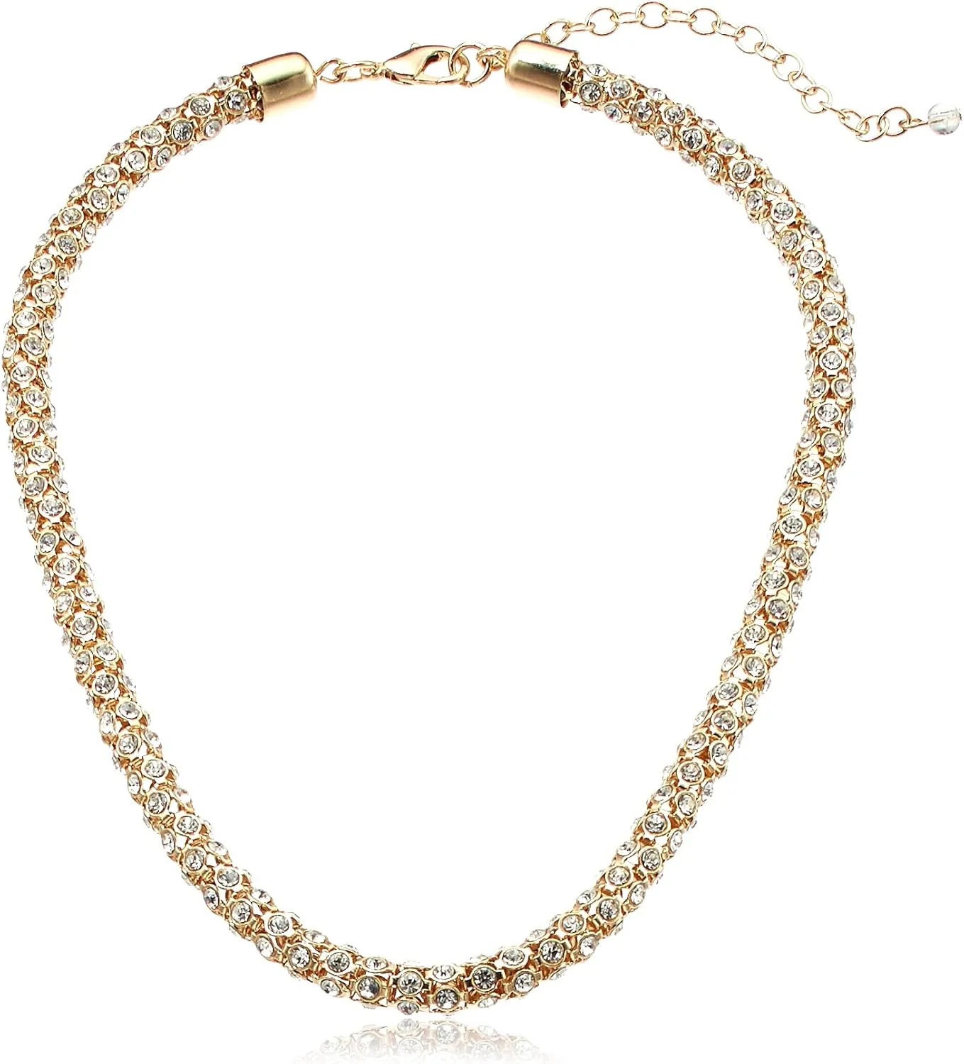 Napier Clear Pave Crystal Collar Necklace, Gold Tone