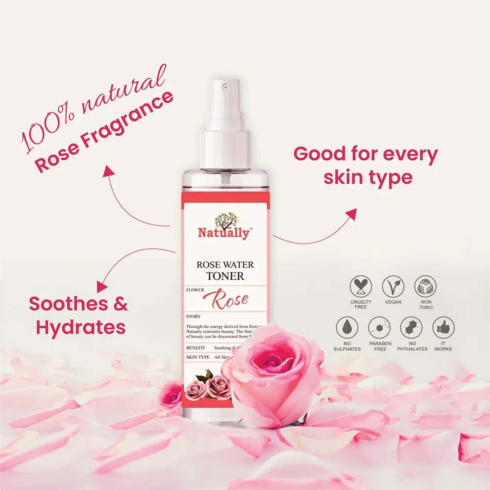 NATUALLY Pure Natural Rose Water Facial Toner - 120ml
