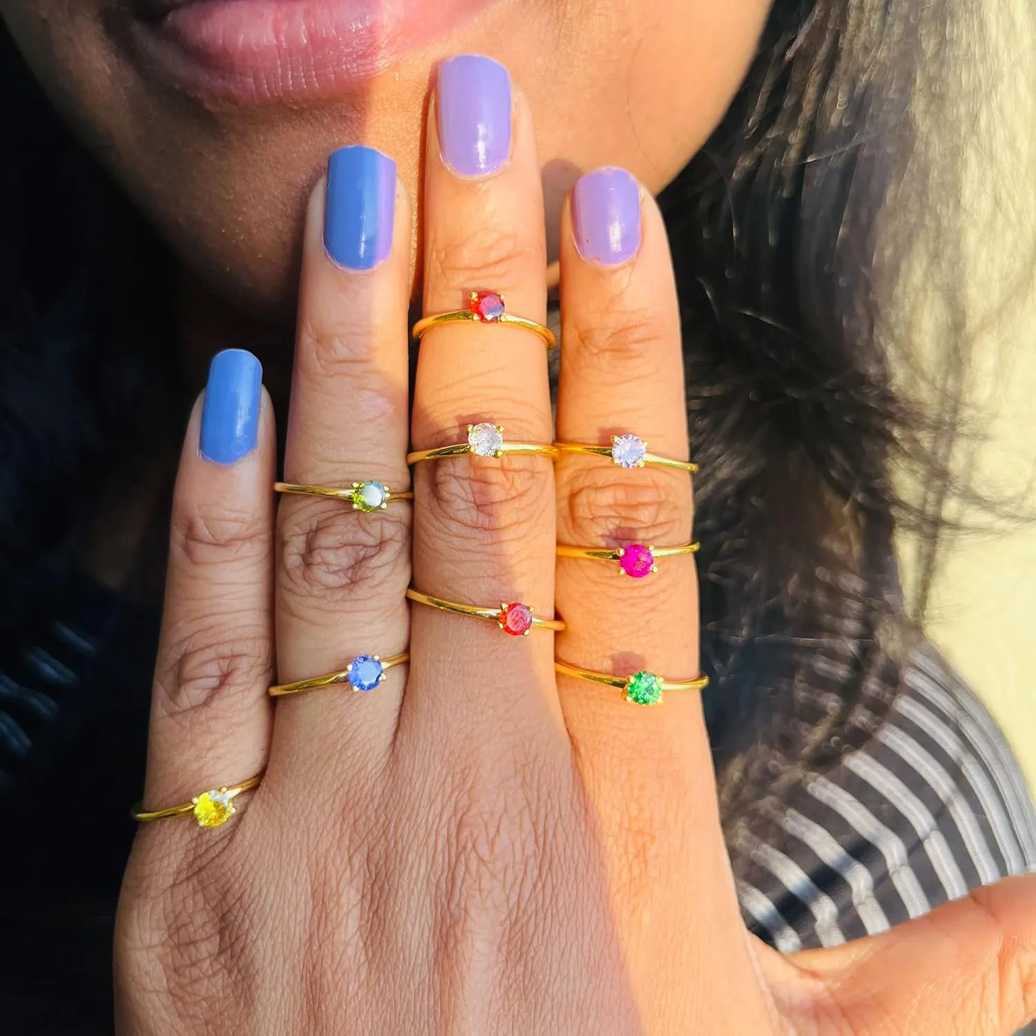 Natural tsavorite Gemstone/Cocktail Rings for Woman/Romantic Designer's Band / 2 mm/Statement Ring green Garnet for Girls (8)