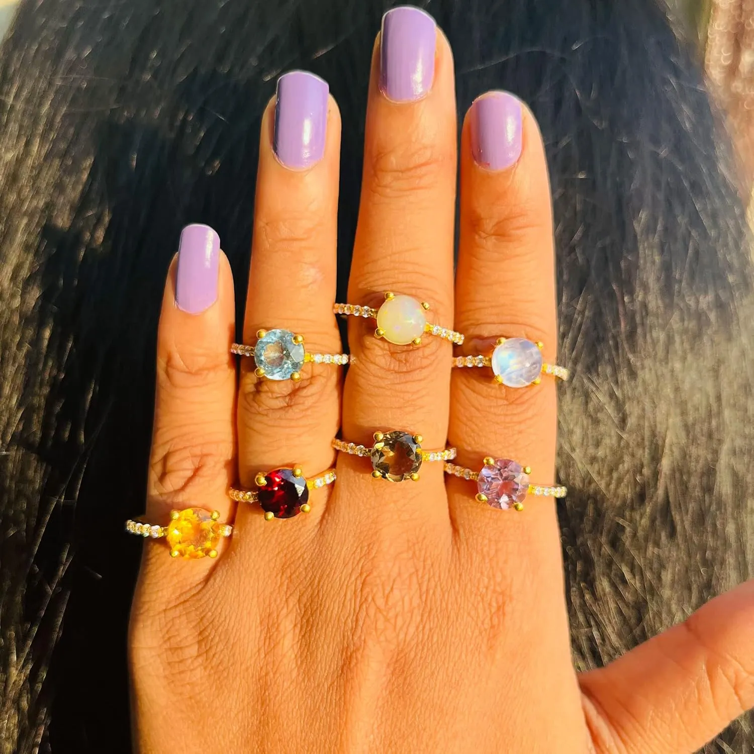Natural tsavorite Gemstone/Cocktail Rings for Woman/Romantic Designer's Band / 2 mm/Statement Ring green Garnet for Girls (8)