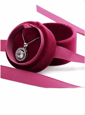 Necklace Box Velvet Pendant Gift Box Premium Jewelry Storage Case with Elegant Silk Bow for engagement, wedding ceremony, birthday, anniversary, proposal (wine)