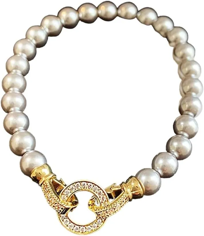 New 2025 Unisex French Elegant Micro Set Zircon Round Buckle Imitation Pearl Beaded Necklace For Women's Temperament Jewelry Sweet Accessories Decoration Luxury Trendy For Women And Men