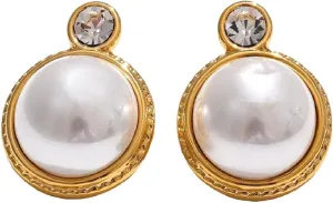 New 2025 Waterproof Korean Style Zirconia Imitation Pearls Stud Earrings Stainless Steel Elegant Daily Classic Fashion Jewelry With For You Fashion Accessories Creative Gift