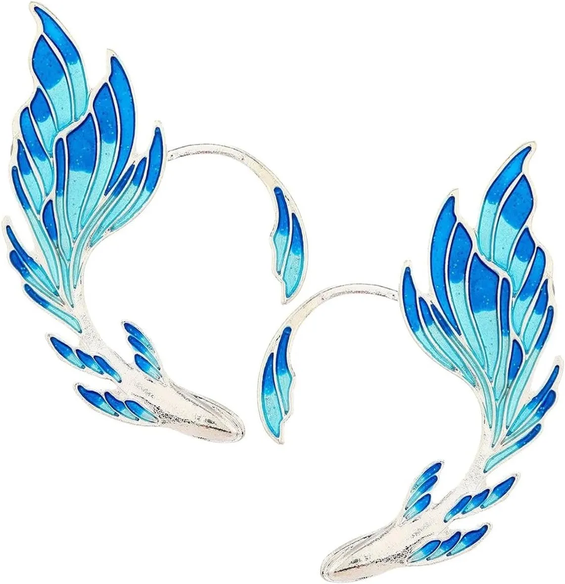 New 2026 Arrive Unisex Fashion Elegant Cuff Earring Blue Enamel Painted Wrap Ear Cuffs Women Cosplay Jewelry Findings Trendy Accessories Creative Gift For Women And Men