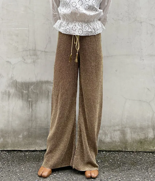nowos/GLITTER KNITTED PANTS(GOLD)