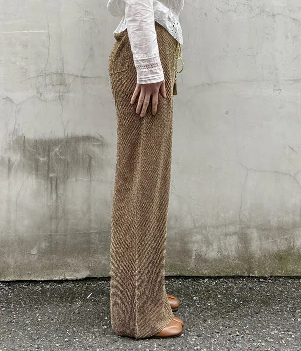nowos/GLITTER KNITTED PANTS(GOLD)