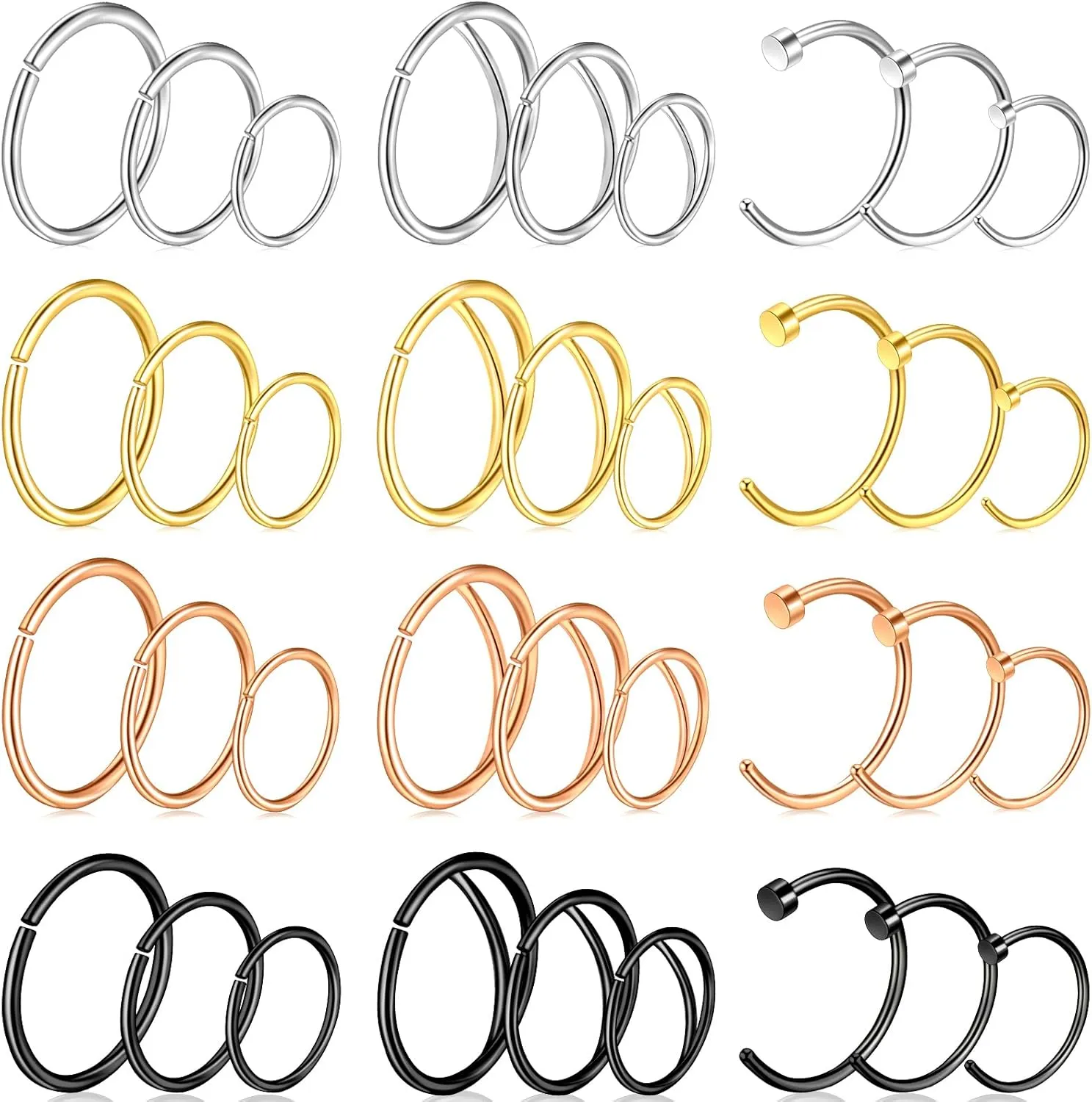 ONESING 20G Double Nose Ring Hoop for Single Piercing - 2-36 Pcs Jewelry for Women