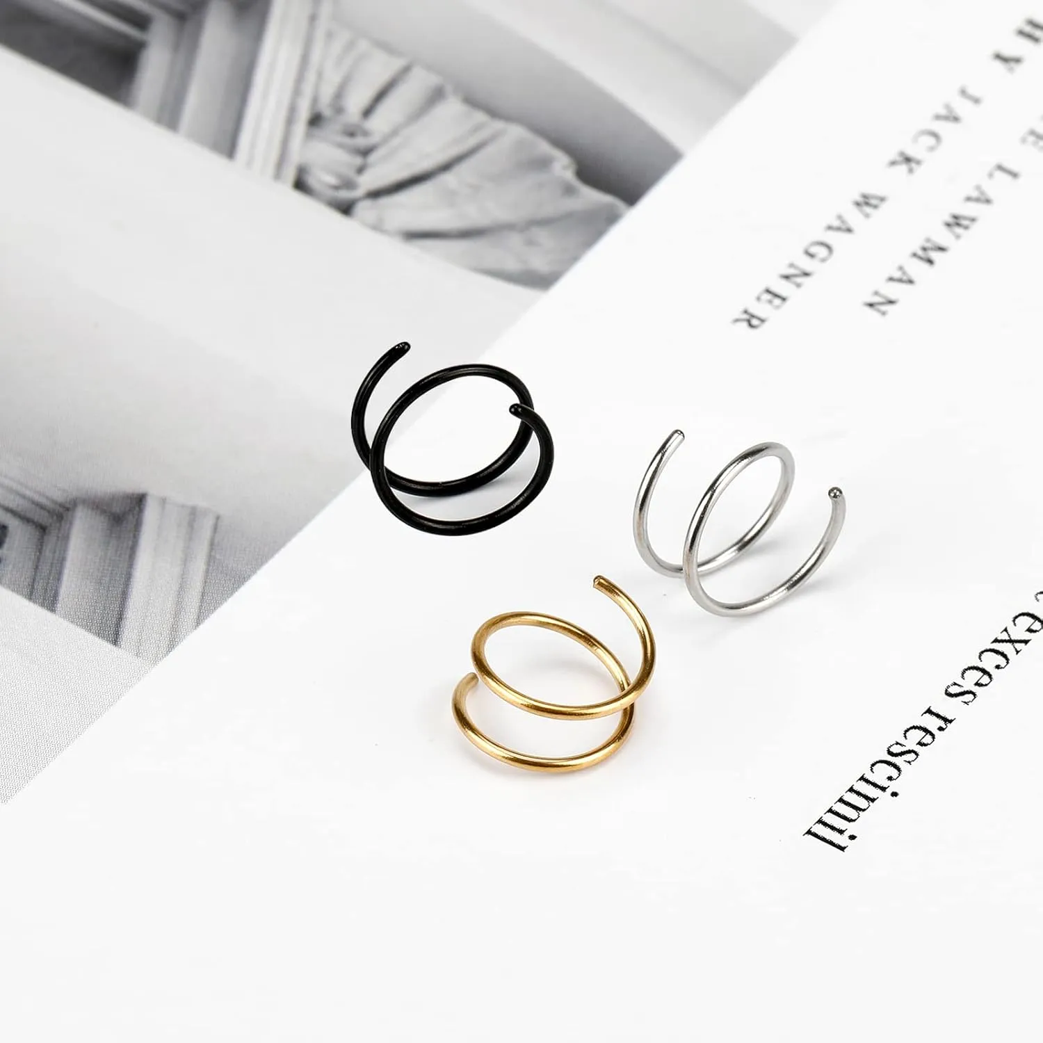 ONESING 20G Double Nose Ring Hoop for Single Piercing - 2-36 Pcs Jewelry for Women