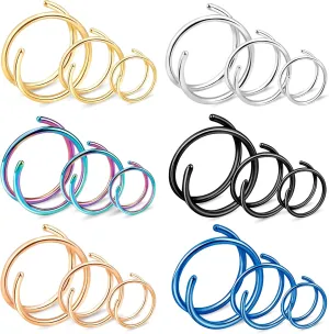 ONESING 20G Double Nose Ring Hoop for Single Piercing - 2-36 Pcs Jewelry for Women