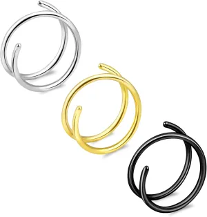 ONESING 20G Double Nose Ring Hoop for Single Piercing - 2-36 Pcs Jewelry for Women