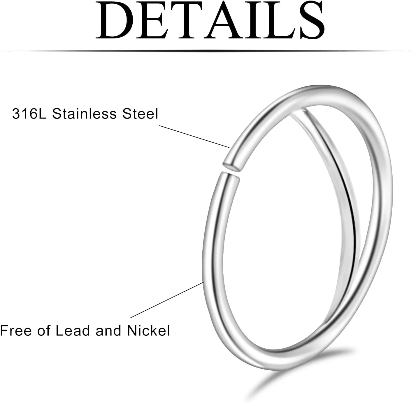 ONESING 20G Double Nose Ring Hoop for Single Piercing - 2-36 Pcs Jewelry for Women