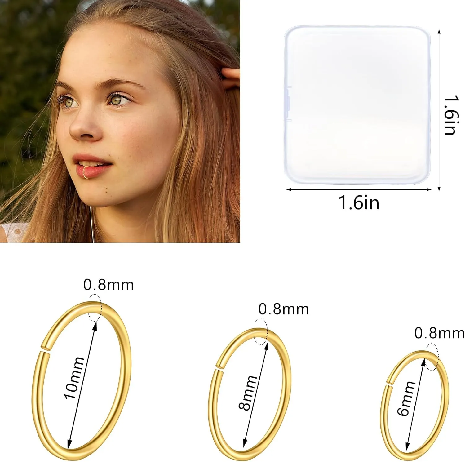 ONESING 20G Double Nose Ring Hoop for Single Piercing - 2-36 Pcs Jewelry for Women