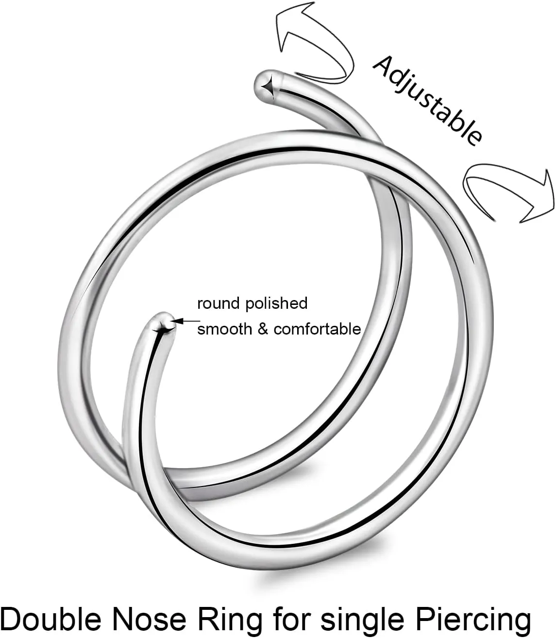 ONESING 20G Double Nose Ring Hoop for Single Piercing - 2-36 Pcs Jewelry for Women