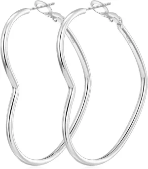 OOOPEL 2mm Thin 3D Laser-Cut Silver Heart Hoop Earrings for Women Gold Plating S925 Silver Post Heart Hoops Minimalist Gold Heart Shaped Hoops for Work/Travel/Gift