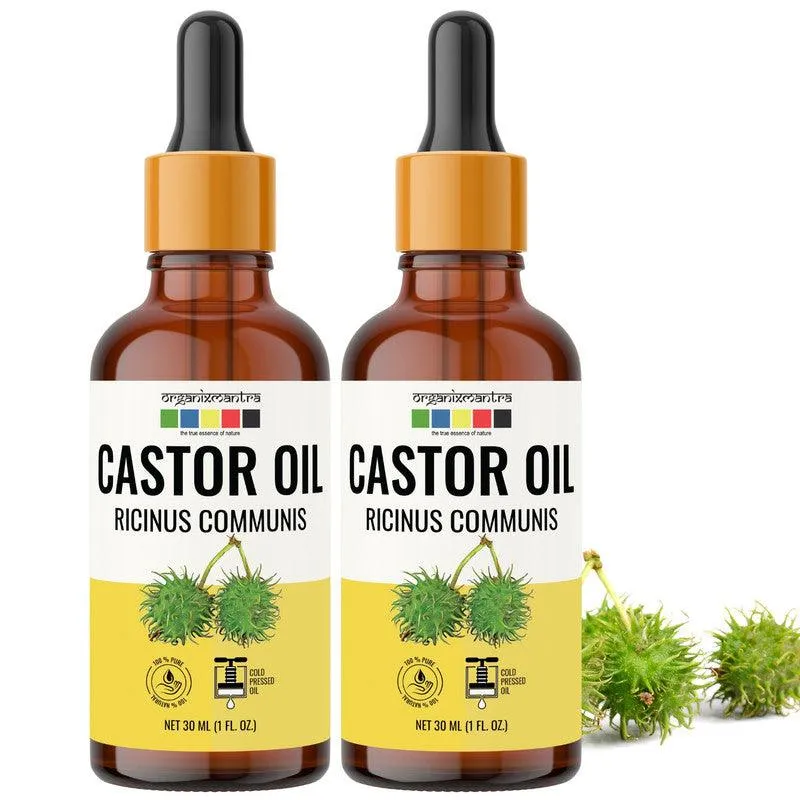 Organix Mantra Castor Oil for Hair, Eyebrows & Eyelashes Growth 100% Pure, Natural & Cold Pressed Organic Oil, 30ML x 2