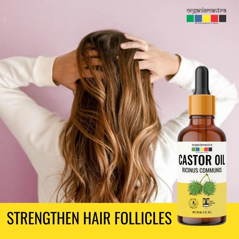Organix Mantra Castor Oil for Hair, Eyebrows & Eyelashes Growth 100% Pure, Natural & Cold Pressed Organic Oil, 30ML x 2