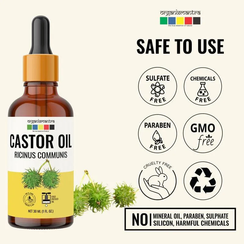Organix Mantra Castor Oil for Hair, Eyebrows & Eyelashes Growth 100% Pure, Natural & Cold Pressed Organic Oil, 30ML x 2