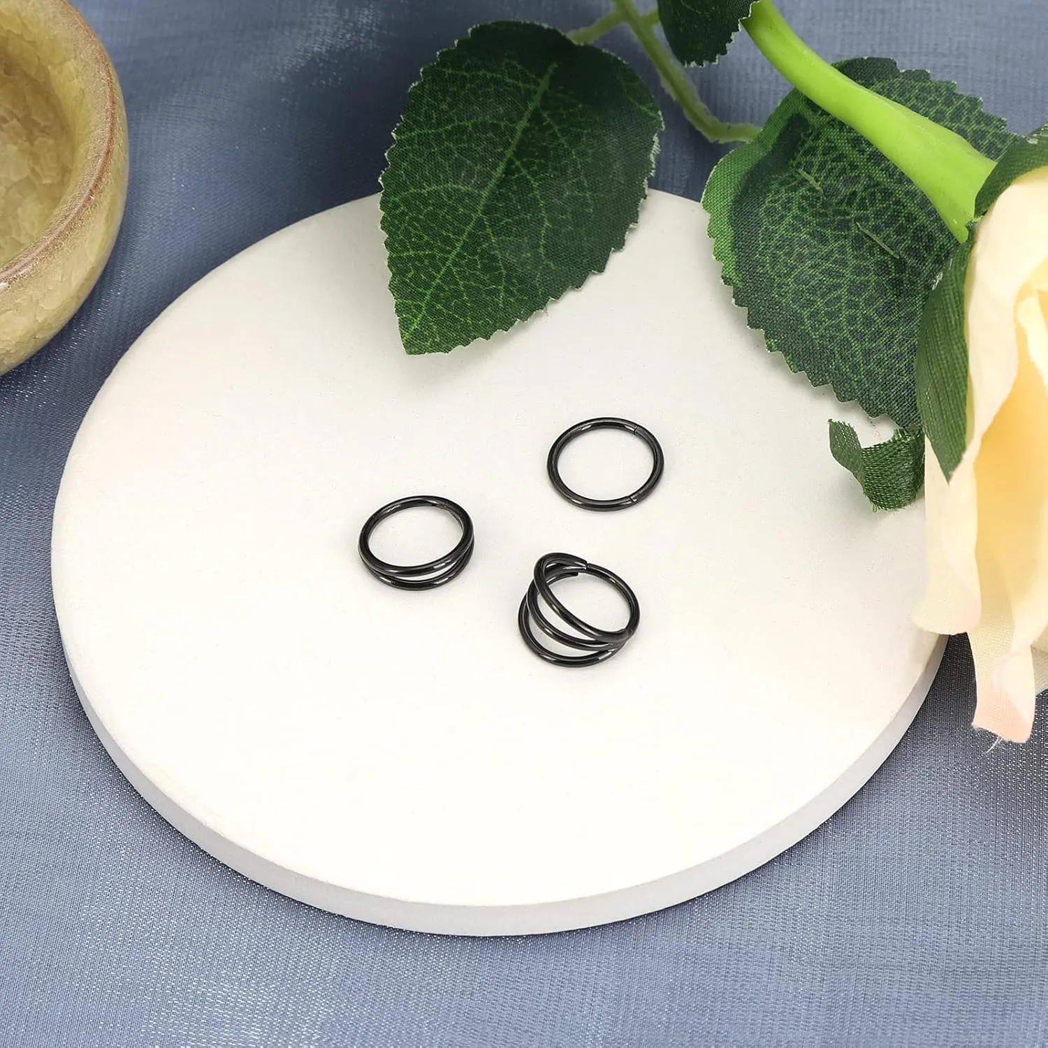 Oyaface 3 Pcs 16G Layers Nose Rings Hoops Cartilage Earrings Black Silver 316L Stainless Steel Hinged Seamless Clicker Piercing Jewelry 8MM/10MM