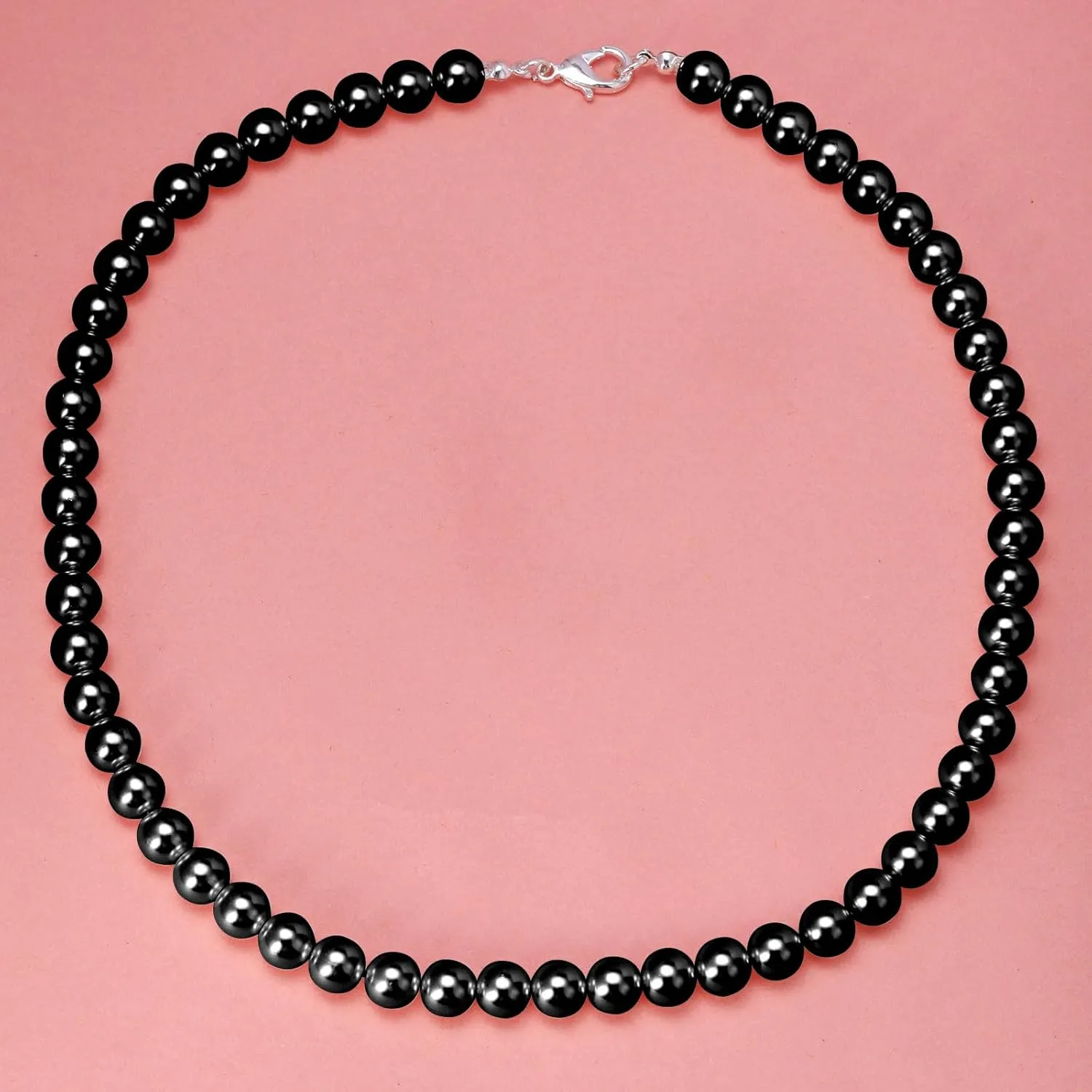 P. BLAKE Pearl Necklace for Men 8mm White Mens Pearl Choker Necklace Trendy Jewelry Gifts for Men Women