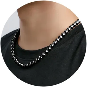P. BLAKE Pearl Necklace for Men 8mm White Mens Pearl Choker Necklace Trendy Jewelry Gifts for Men Women