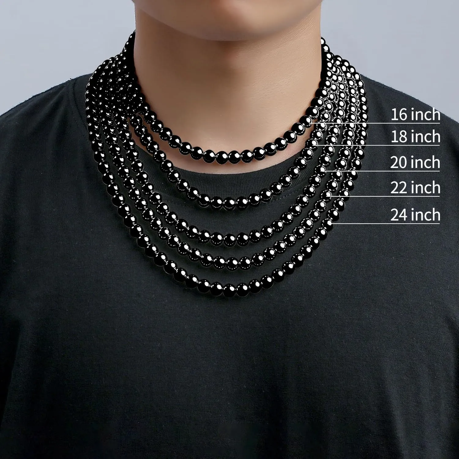 P. BLAKE Pearl Necklace for Men 8mm White Mens Pearl Choker Necklace Trendy Jewelry Gifts for Men Women