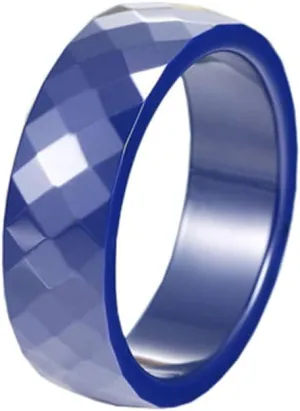 PAMTIER Unisex Ceramic Dainty 6mm Multi-Faceted Rhombic Cut Classic Plain Ring Comfort Fit Engagement Wedding Band