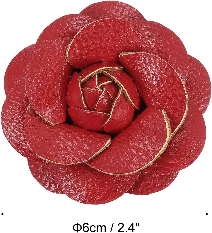 PATIKIL Flower Hair Clips, Camellia Hairpin Floral Brooches Pin Handmade Leather Flower Brooch for Lady Bridal Women Hat Dress