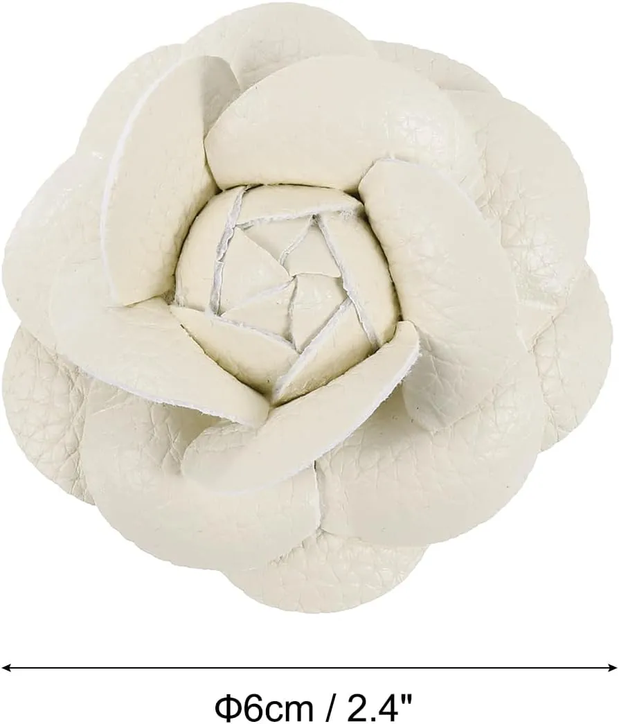 PATIKIL Flower Hair Clips, Camellia Hairpin Floral Brooches Pin Handmade Leather Flower Brooch for Lady Bridal Women Hat Dress
