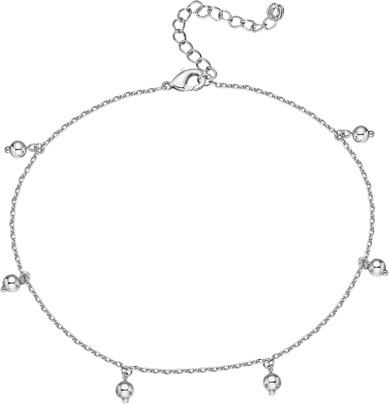 PAVOI 14K Gold Plated Charm Link Chain Anklets for Women | Dainty Cubic Zirconia Boho Dot Evil Eye Star Station Solitaire Pearl Beaded Festival Adjustable Gold Anklets