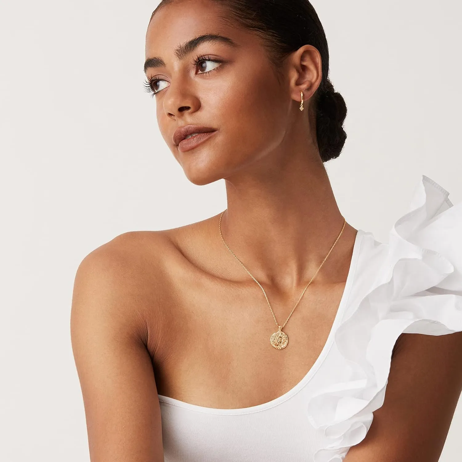 PAVOI 14K Gold Plated Engraved Coin Pendant Necklaces for Women | Byzantine Coin Pendants | Bohemian Necklace