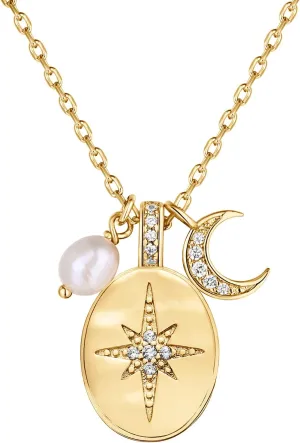 PAVOI 14K Gold Plated Engraved Coin Pendant Necklaces for Women | Byzantine Coin Pendants | Bohemian Necklace