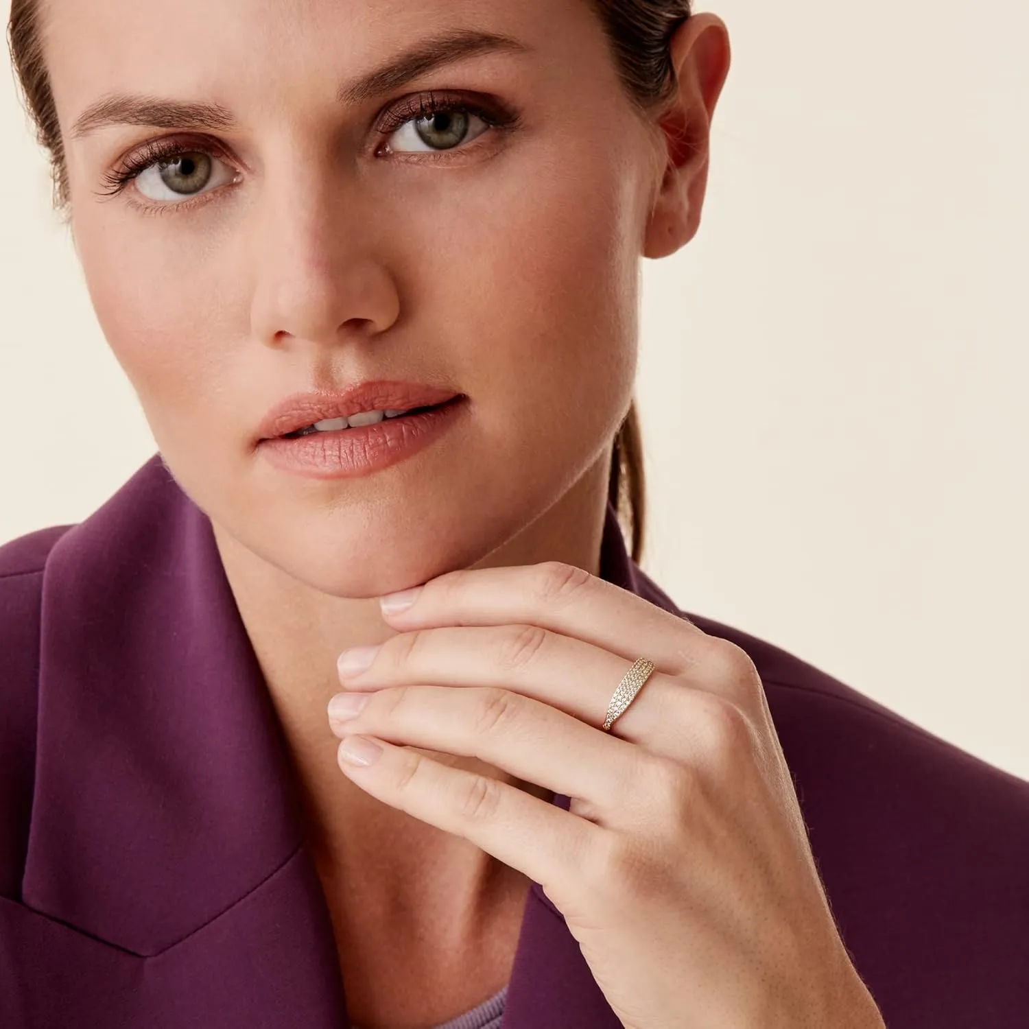 PAVOI 14K Gold Plated Slim Signet Ring with Sparkling Cubic Zirconia | Lightweight Dainty Statement Rings for Women | Everyday Jewelry