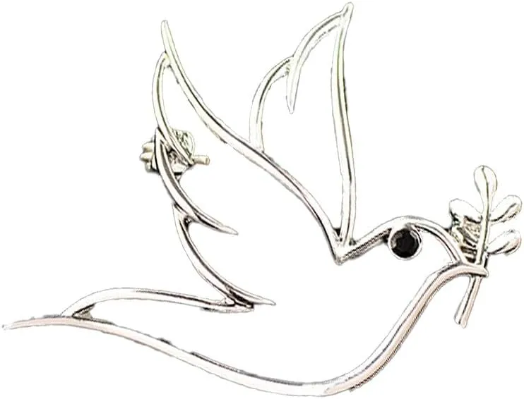 Peace Pigeon Brooch Pin for Women Hollow Animal Bird Lapel Pins Flying Birdie Minimalist Brooches Dress Shirt Clips Coat Badge Accessory Jewelry