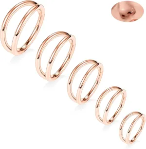PEAKLINK 5 PCS Double Nose Hoop Rings Sets Conch Hoop Earring Surgical Steel Cartilage Helix Piercing 20G 18G 16G Septum Ring Earlobe Daith Jewelry Rook Tragus Hoop Earrings 6mm to 10mm